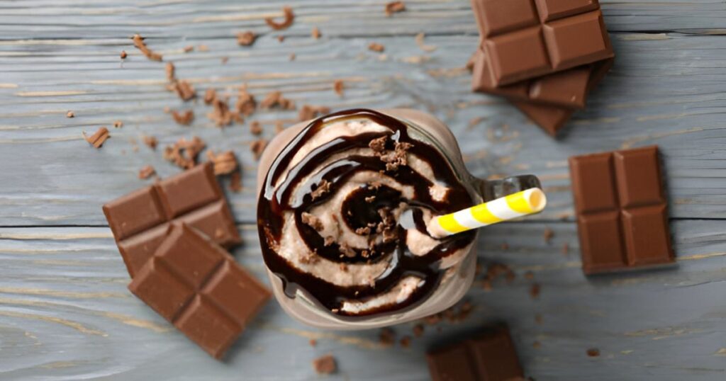 A picture who show's the ingredients of death by chocolate shake.